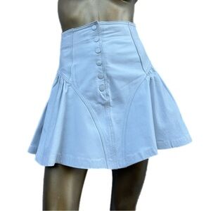 25” high-waisted Vintage CHIA White leather fit & flare mini skirt size 6